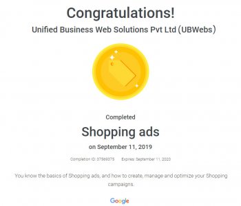 Shopping Ads Certificate